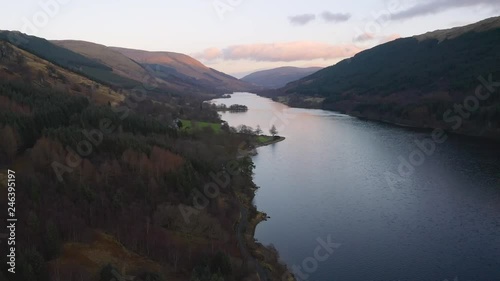 Flight over Loch Voil at Loch Lomond & The Trossachs National Park in Scotland photo