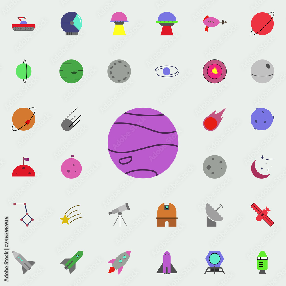 purple planet colored icon. Colored Space icons universal set for web and mobile
