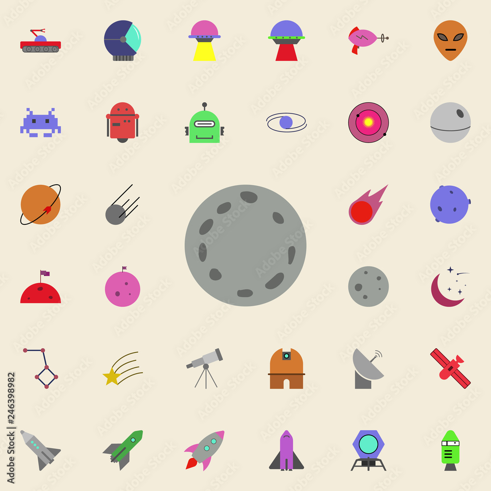 moon colored icon. Colored Space icons universal set for web and mobile