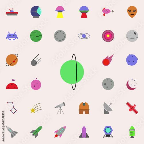 green planet colored icon. Colored Space icons universal set for web and mobile