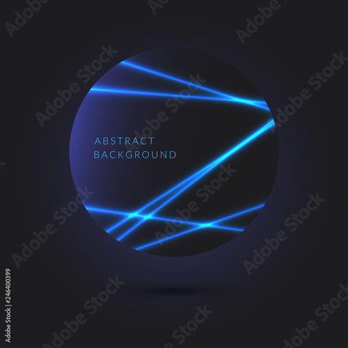 Geometric shape with neon lines on the background.