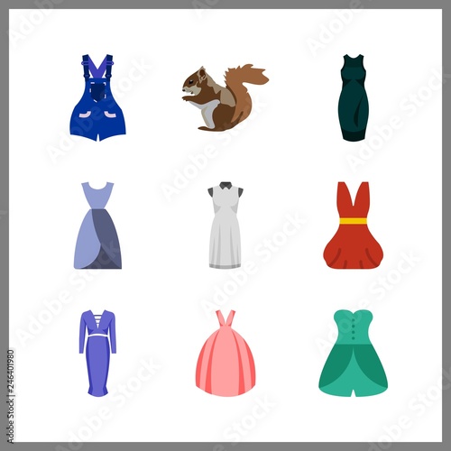 9 tail icon. Vector illustration tail set. squirrel and dress icons for tail works