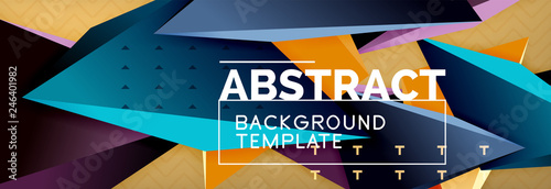Vector 3d triangular shapes abstract background, origami futuristic template with lines