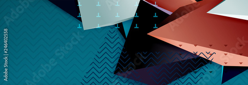 3d triangular shapes geometric background. Origami style pattern with triange shapes for decorative design. Poster design. Line design. Modern presentation template