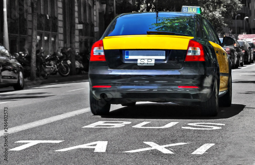 Taxi yellow Barcelona Spain
