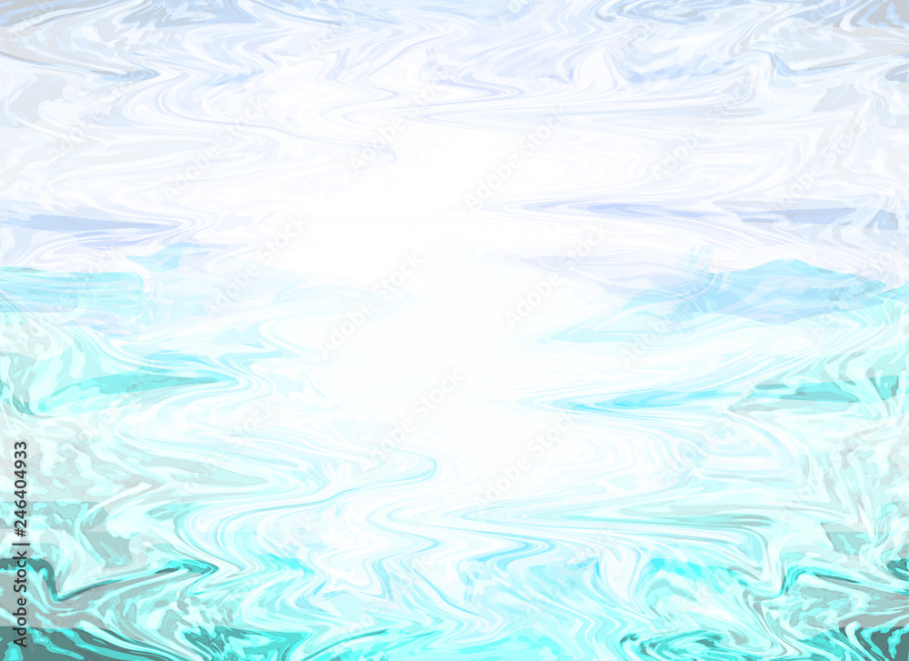 Pastel Background of Blue abstract ocean and sky  with round brush Waves and Shades