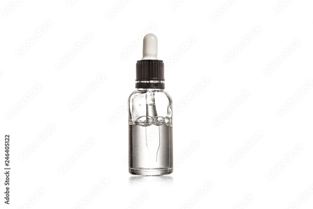 Serum bottle with dropper isolated on white background Serum bottle with dropper isolated on white background