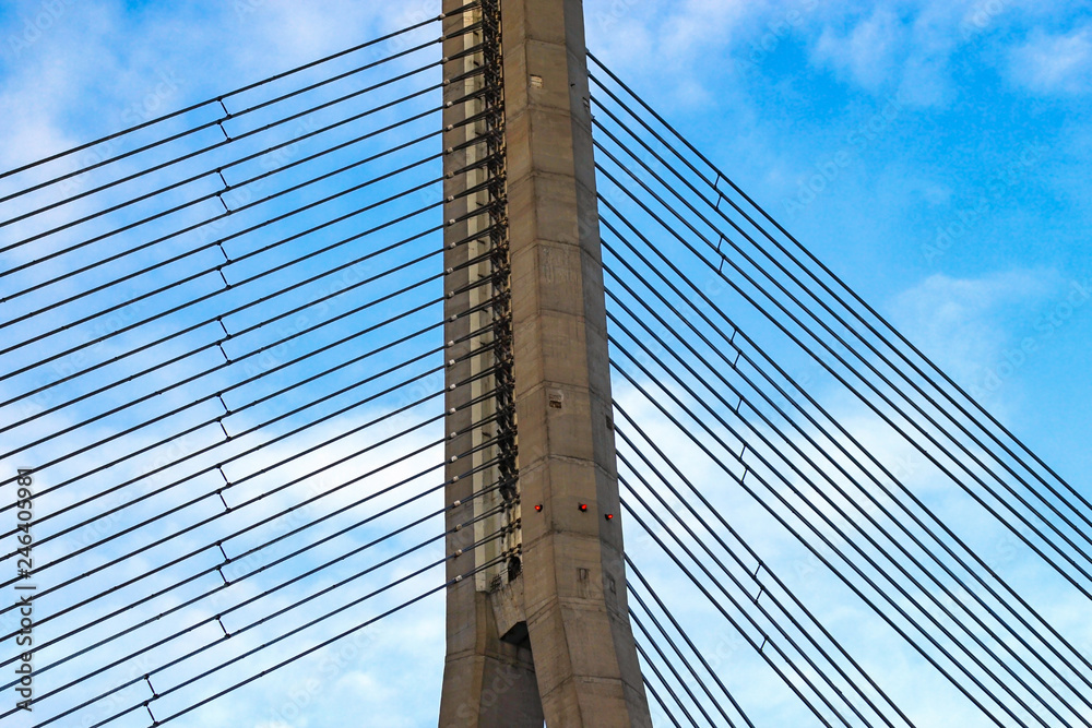 Fototapeta premium Cable stayed bridge closeup
