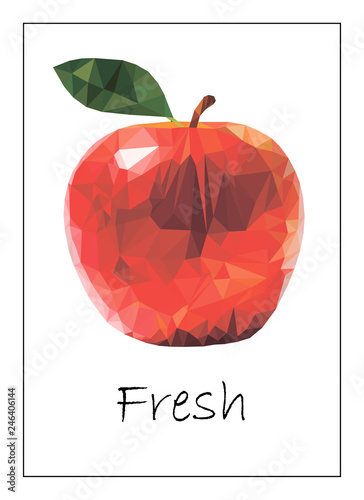 Cute card 10x15 cm as a gift or a geometric apple as an icon or symbol photo