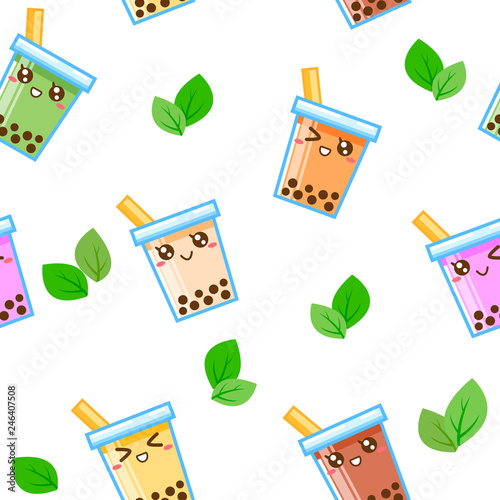 Seamless pattern Bubble milk tea
