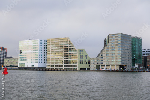 The buildings in harbor of Amsterdam, Netherlands