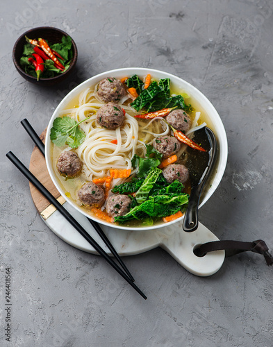 Asian soup with meat balls