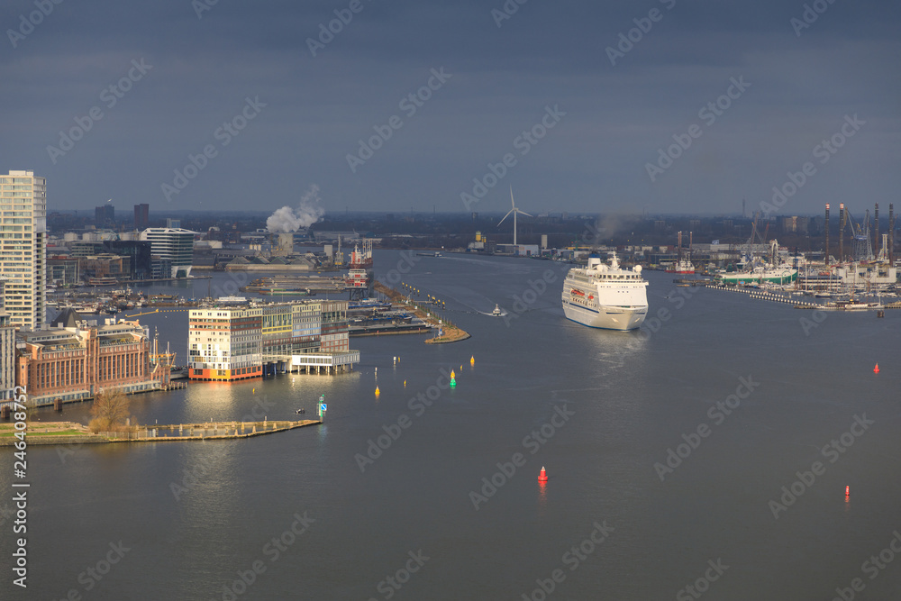 Aerial view of the port of Amsterdam