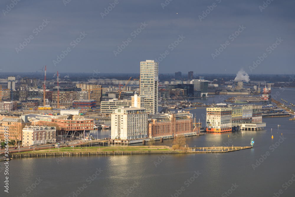 Fototapeta premium Aerial view of the port of Amsterdam