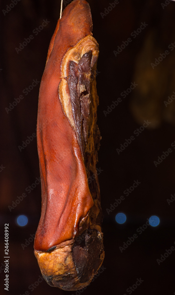 Romanian culinary specialty -Big  fat smoked bacon ,slanina,big bacon