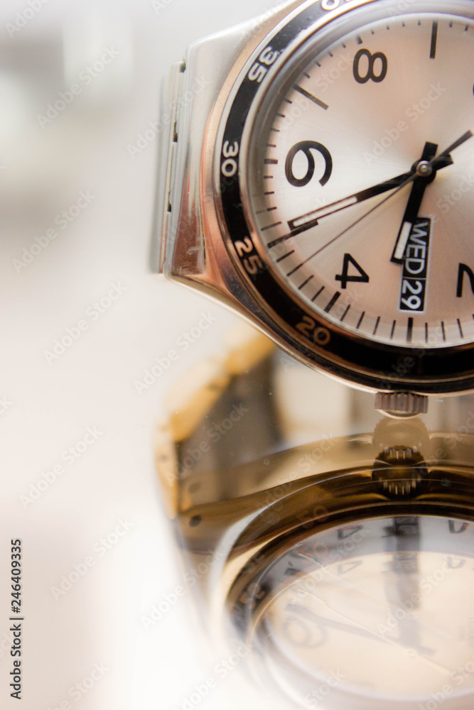Time on a wristwatch Time on a wristwatch