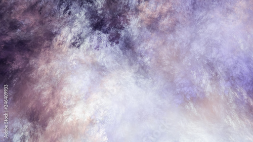 Abstract surreal violet and beige clouds. Expressive brush strokes. Fractal background. 3d rendering.