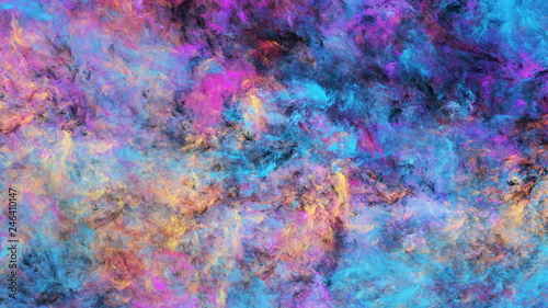 Abstract blue and purple fantastic clouds. Colorful fractal background. Digital art. 3d rendering. © Klavdiya Krinichnaya