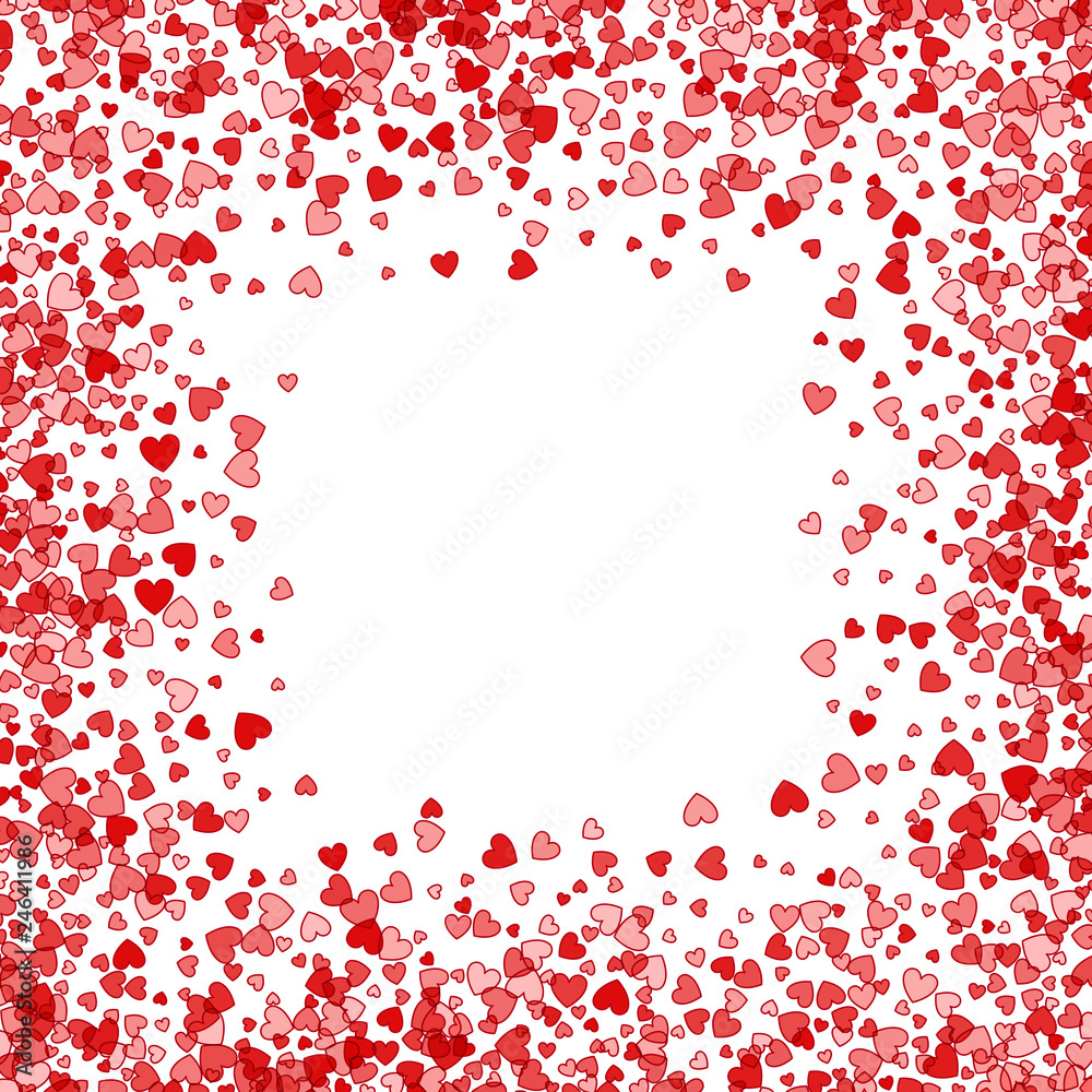 Frame or border of random scatter hearts Frame or border of random scatter hearts