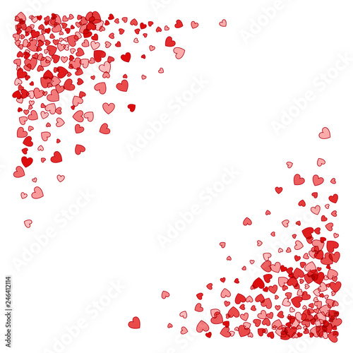 Frame or border of random scatter hearts