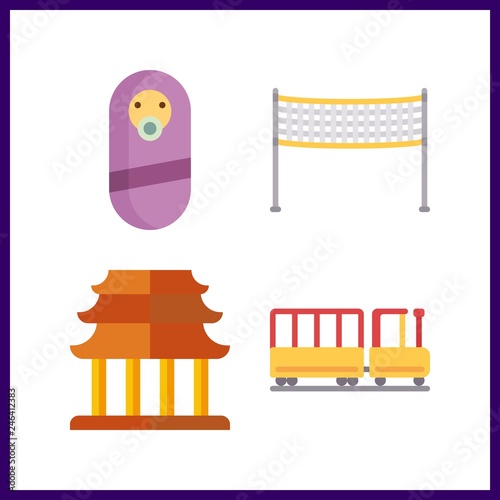 4 son icon. Vector illustration son set. fun and kid railway icons for son works