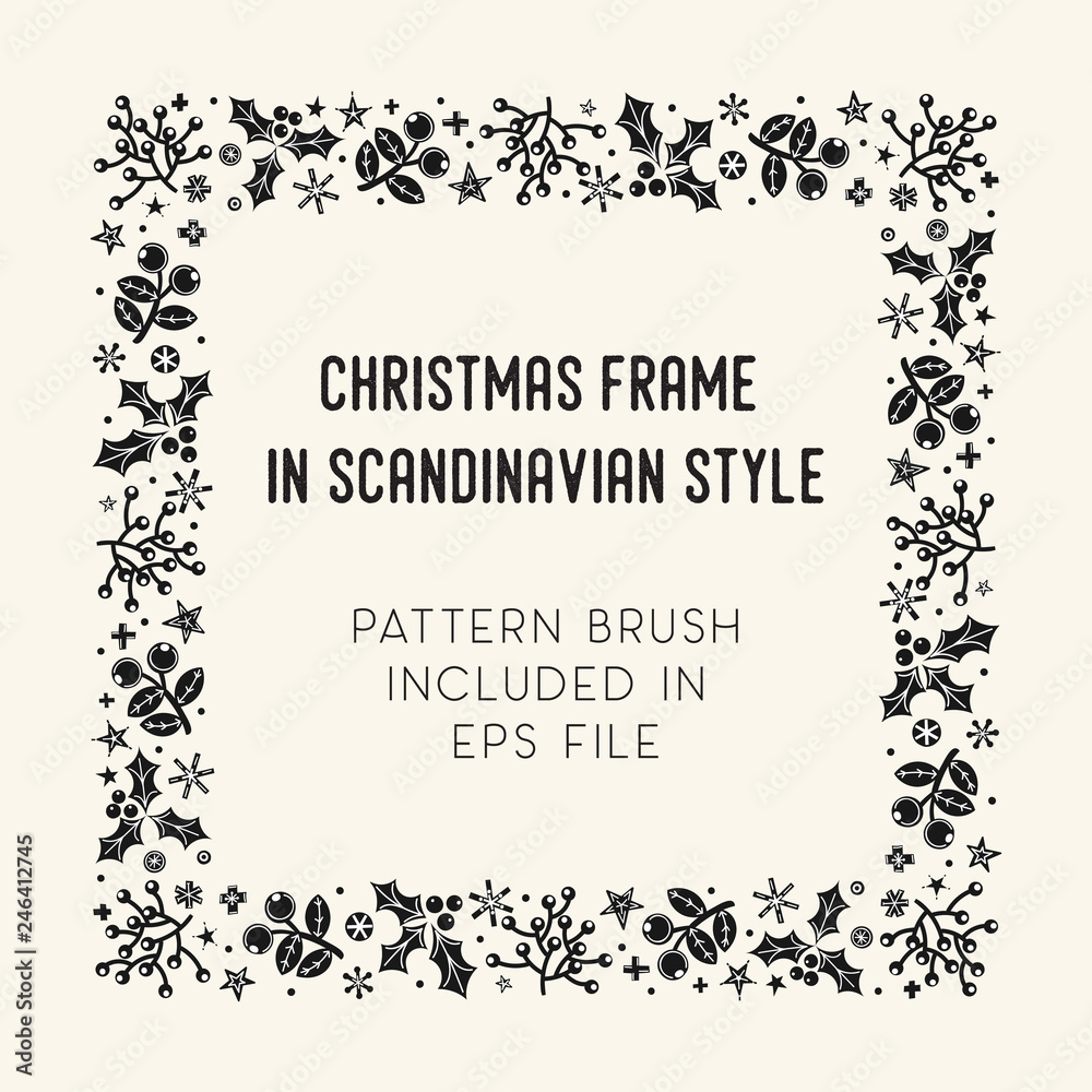 Christmas frame and brush with corner tiles Christmas frame and brush with corner tiles