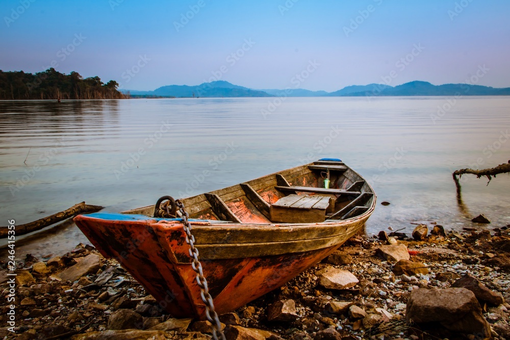 Fototapeta old fishing boat on the beach