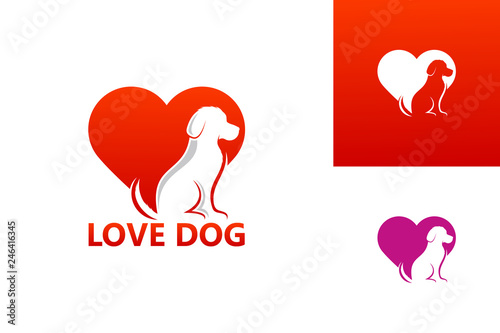 Love Dog Logo Template Design Vector, Emblem, Design Concept, Creative Symbol, Icon