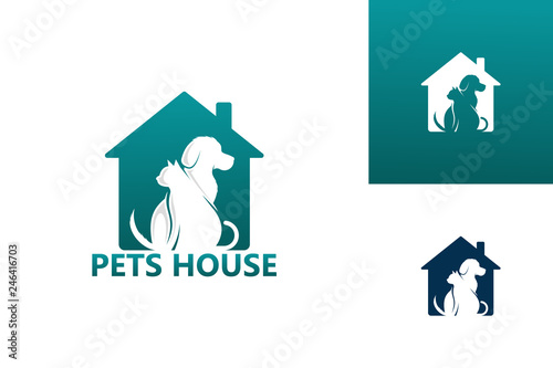 Pets House Logo Template Design Vector, Emblem, Design Concept, Creative Symbol, Icon