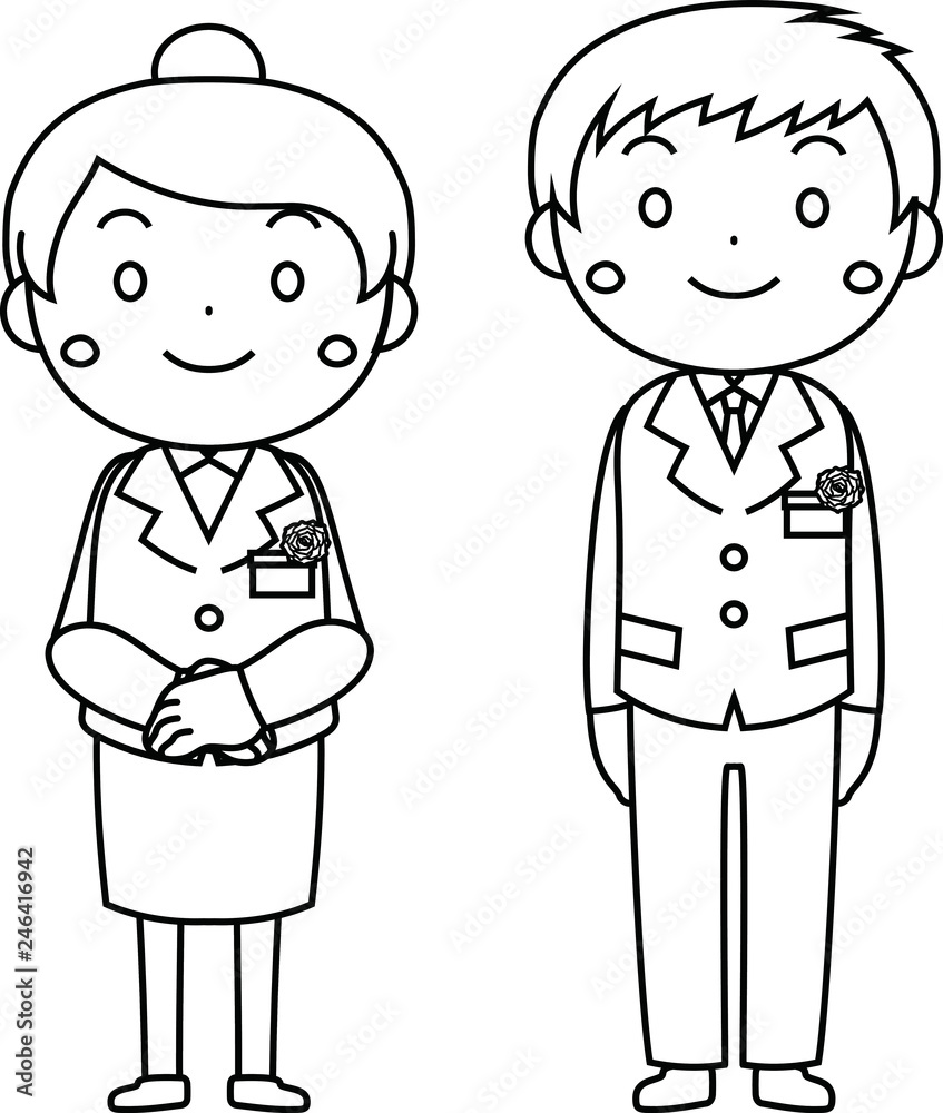 Tall Newly hired employees at the inauguration ceremony outline Tall Newly hired employees at the inauguration ceremony outline