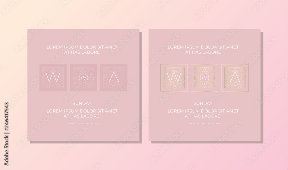 Elegant light Pink Background. Gold Foil Elements. Romantic Invitation Сard, Flyer. Template. Vector.
