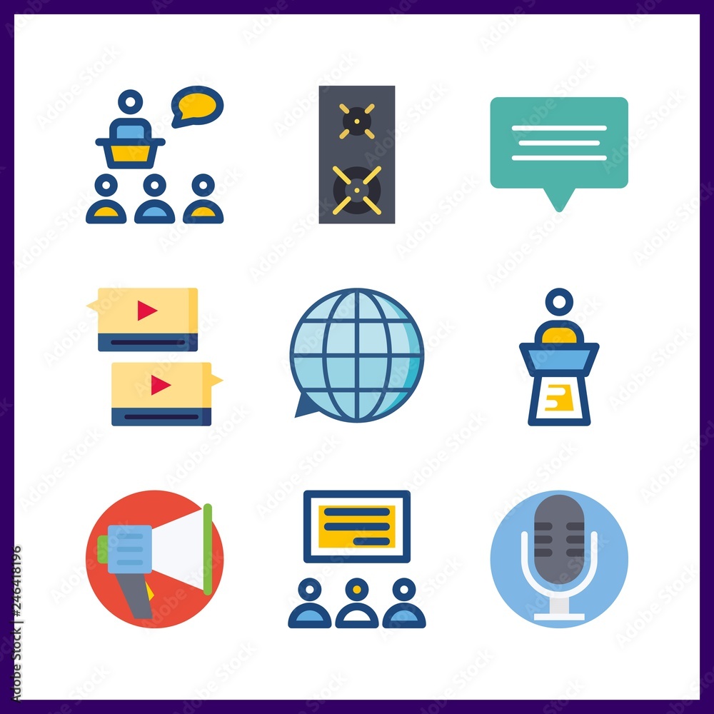 9 speech icon. Vector illustration speech set. chat and lecture icons for speech works 9 speech icon. Vector illustration speech set. chat and lecture icons for speech works