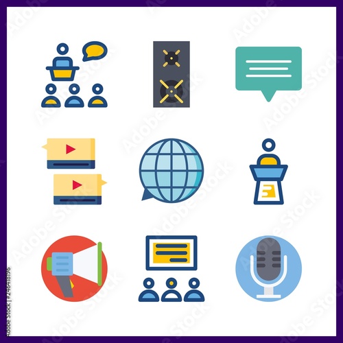 9 speech icon. Vector illustration speech set. chat and lecture icons for speech works