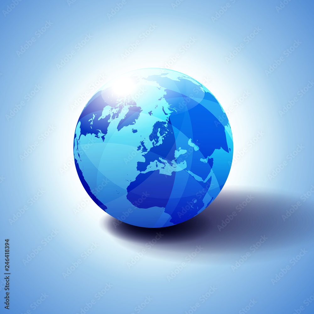 Top Of The Globe Map North Pole, Europe Top Of The World Global World, Globe Icon 3D  Illustration, Glossy, Shiny Sphere With Global Map In Subtle Blues Giving A  Transparent Feel Stock Vector | Adobe Stock