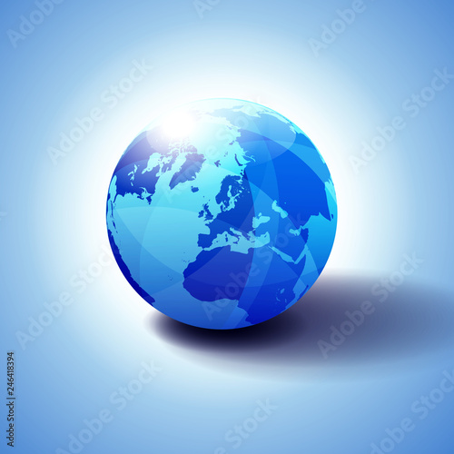 North Pole  Europe Top of the World Global World  Globe Icon 3D illustration  Glossy  Shiny Sphere with Global Map in Subtle Blues giving a transparent feel