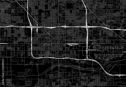 Black map of downtown Phoenix, U.S.A