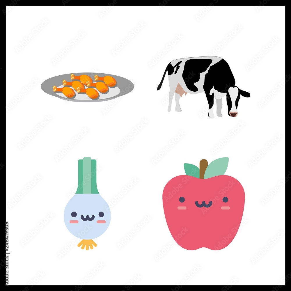 Naklejka premium 4 cut icon. Vector illustration cut set. cows and apple icons for cut works