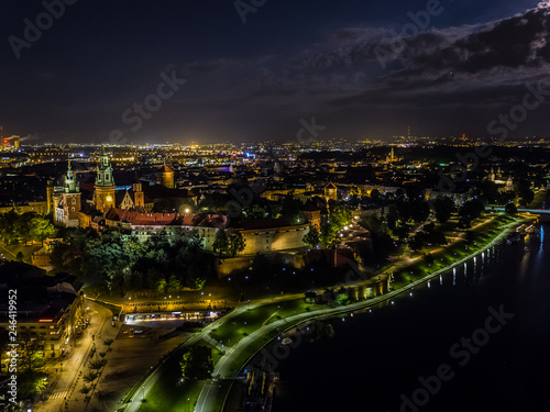 Obraz na płótnie Kraków Wawel nocą w salonie