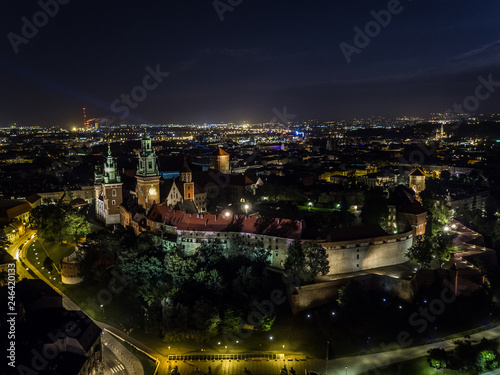 Obraz na płótnie Kraków Wawel nocą w salonie