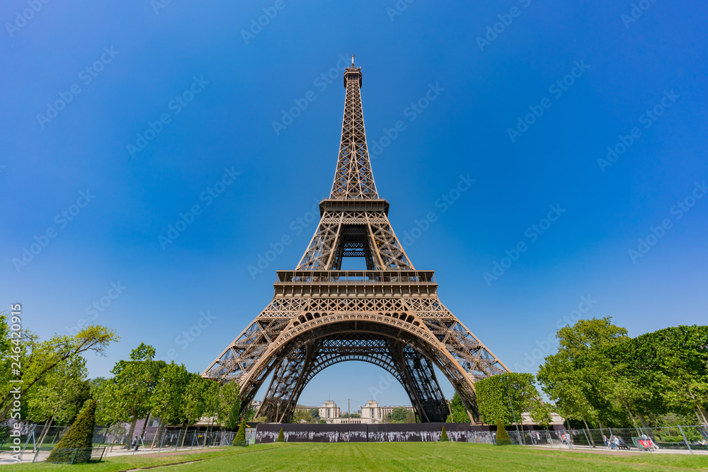 Fototapeta premium Afternoon sunny view of the famous Eiffel Tower