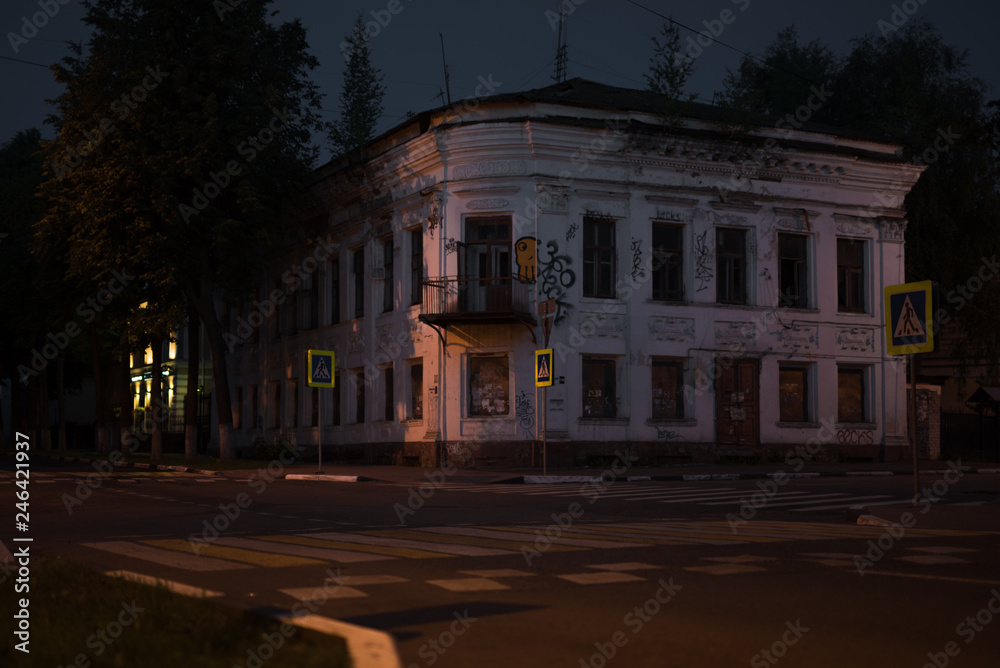 old building in the night