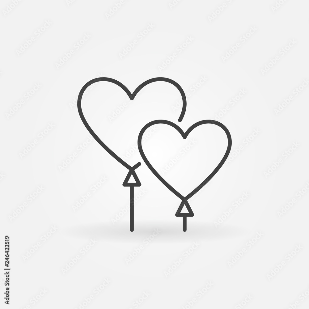 Balloons in Heart Shape vector concept linear icon or design element Balloons in Heart Shape vector concept linear icon or design element