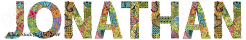 Male name Jonathan. Vector decorative zentangle object