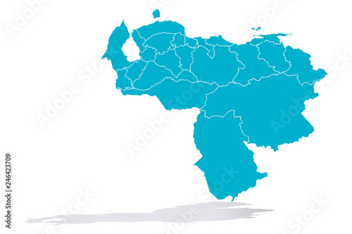 Mapa azul de Venezuela.