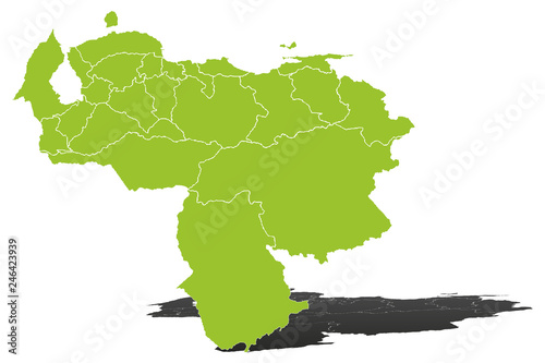 Mapa verde de Venezuela.