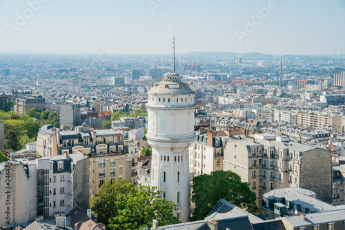Afternoon aerial view of cityscape from Basilica of the Sacred Heart of Paris