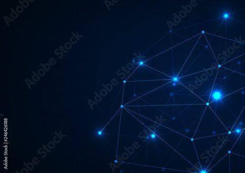 Abstract technology background with connecting dots and lines. Data and technology concept. Internet network connection © natrot