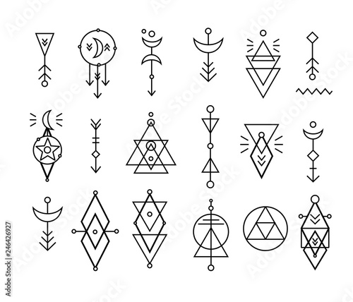 Hipster sacred geometric shapes vector set