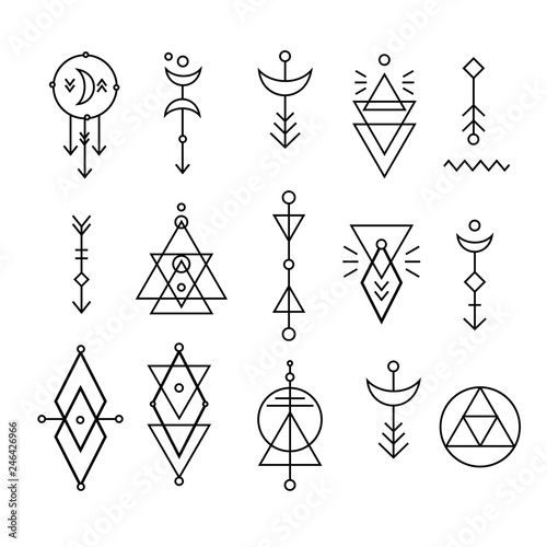 Hipster sacred geometric shapes vector set