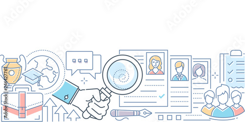 Recruitment - modern line design style vector illustration